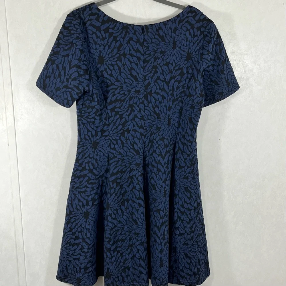 Hutch Anthropology Blue Fit and Flare Knit Midi Dress with Scoop Neck